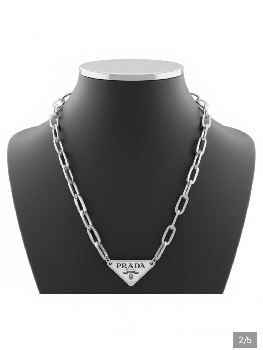 White and Silver Triangle Logo Necklace